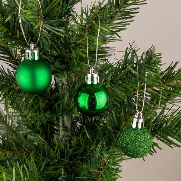 Shatchi Shatterproof Dark Green Christmas Baubles Pack Sizes for Tree Decorations, 30mm PVC Set
