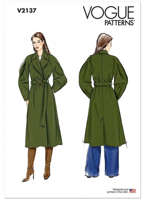 Vogue Sewing Pattern 2137, Coats, Belts for Women, B5 (8-10-12-14-16) - Advanced