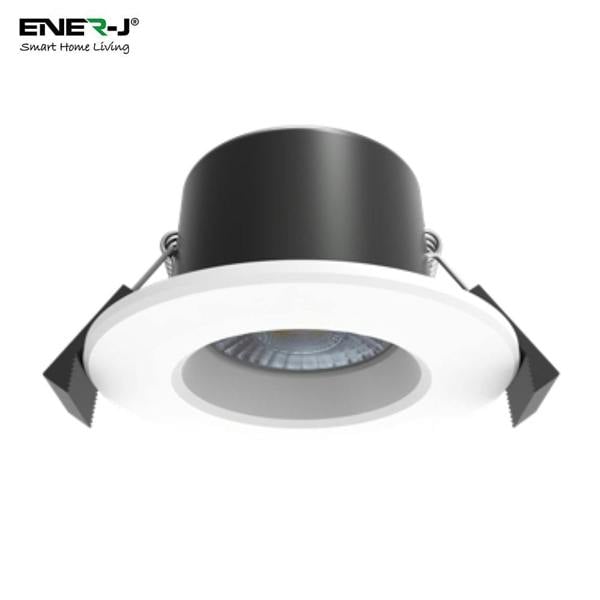 ENER-J 8W WiFi Fire Rated LED Downlight, IP65 Bathroom Ceiling Light, RGB CCT Adjustable, Dimmable, Voice & App Control