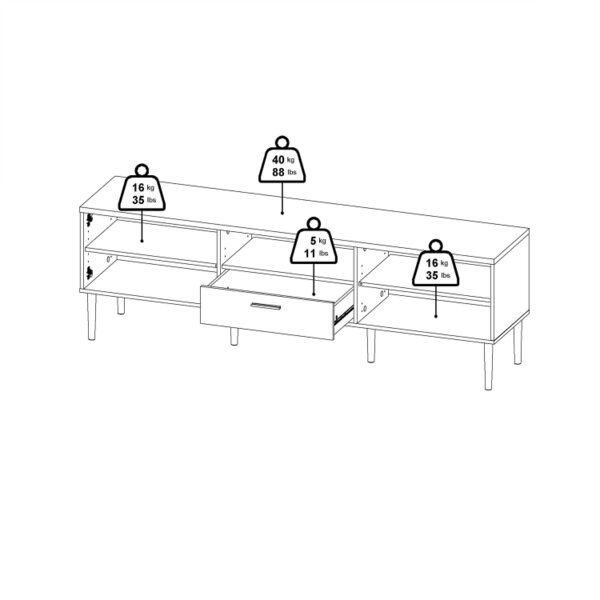 Wyld Haus Nagoya Black Media TV Unit 2 Doors 1 Drawer 1 Shelf