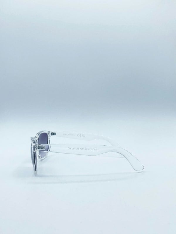 SVNX Clear Wayfarer Sunglasses with Graded Grey Lenses