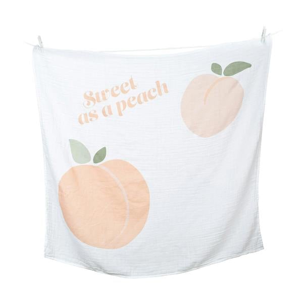 Lulujo - Baby's First Year Gift Set - Cotton Swaddle & Cards - Sweet as a Peach