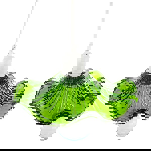 Designer Ribbed Emerald Glass Pendant Shade with Wavy Ruffled Edge Image 3