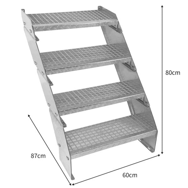 Monstershop Adjustable 4 Section Galvanised Staircase - 600mm Wide