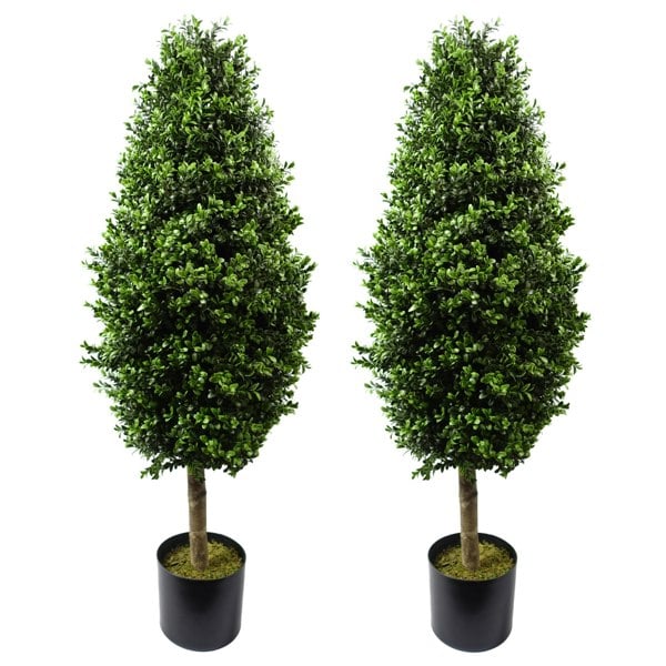 Leaf 120cm Pair of Buxus Ball Cone Artificial Tree UV Resistant Outdoor