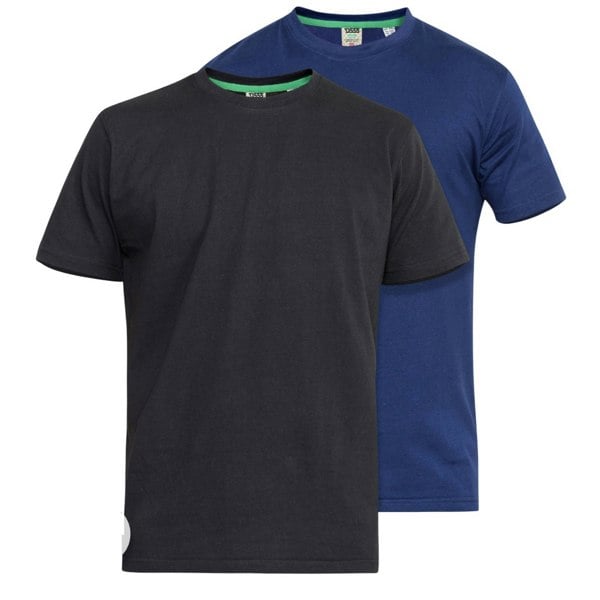 Duke Mens D555 Fenton Kingsize T-Shirt (Pack Of 2) - Black/Navy