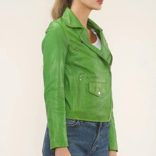 Leather Company Women's Real Leather Brando Style Biker Jacket