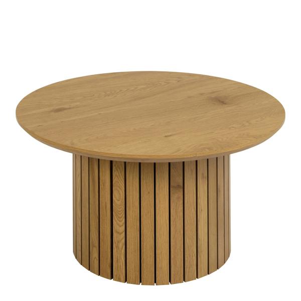 Wyld Haus Rome Round Wild Oak Effect Coffee Table with Lamella Pillar Base