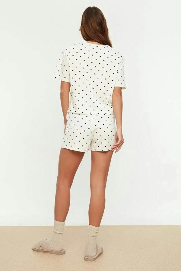 WOVCOR Polka Dot and Heart Print Short Pyjama Set