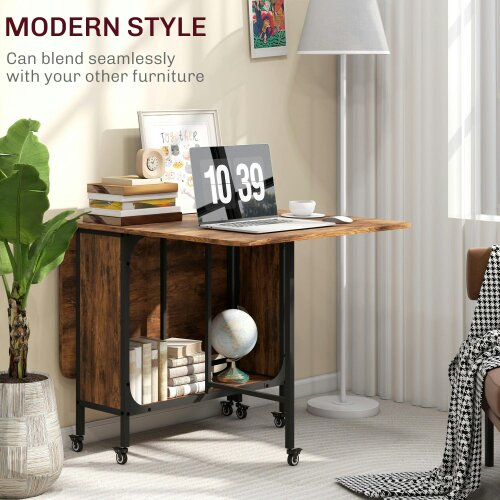 Wyld Haus Nilanana Wooden Rustic Brown And Black Drop Leaf Dining Table Seating 6