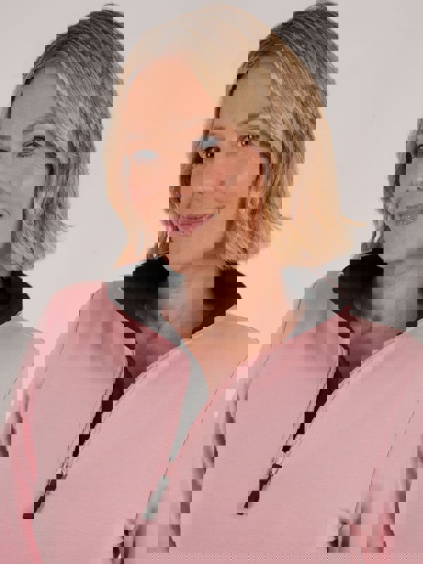 PennyPlain Athleisure Contour Ease Zip Neck Top - Dusk