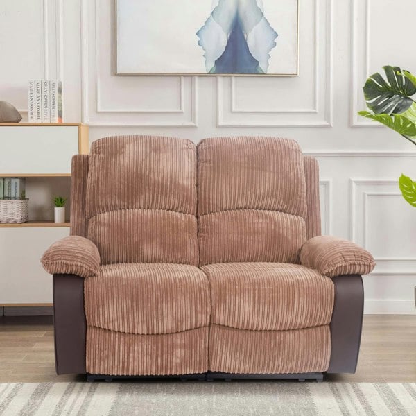 Comfy Living Sienna Recliner Sofa Set: Jumbo Cord Fabric for Ultimate Relaxation