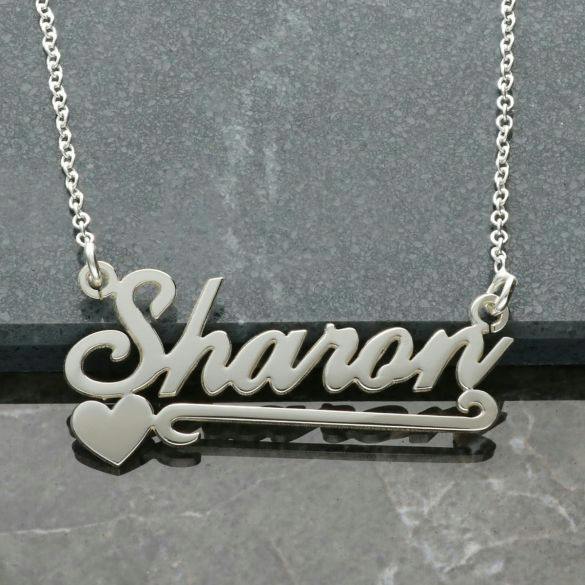 Christopher James of London 9ct White Gold Carrie Style Personalised Name Necklace With Heart & Scroll