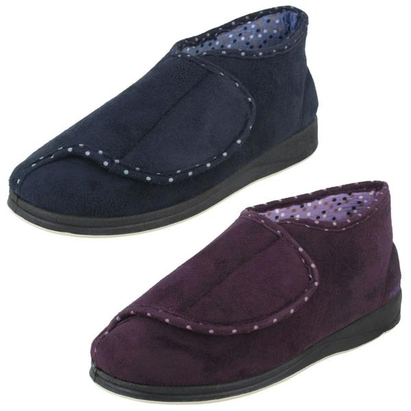 Padders Ladies Padders Wide Fitting Boot Style Slippers Cherish