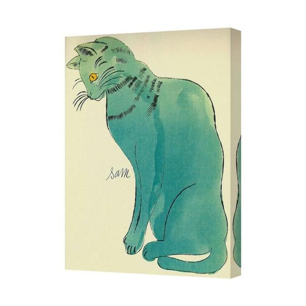 Benjamin Tate Design Teal Cat Canvas Art Print Gallery Wrapped Wall Decor