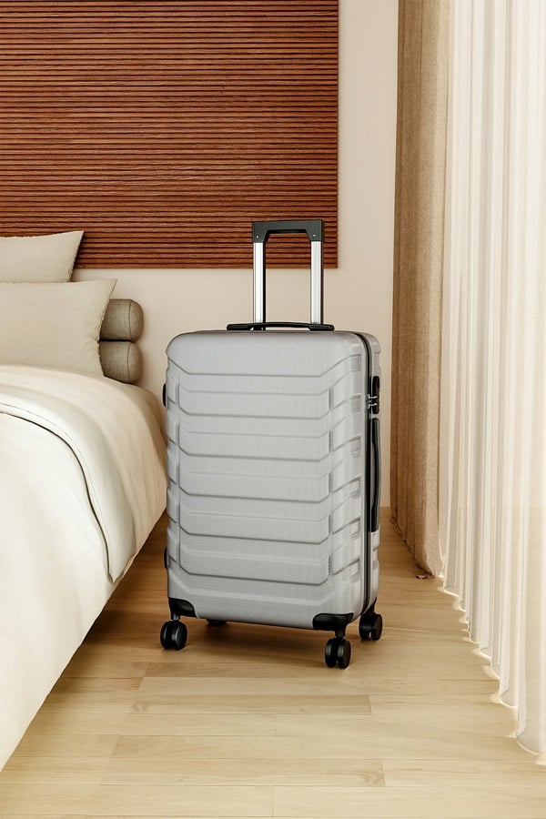 Living and Home Rolling Hardshell Luggage Travel Suitcase, 20" Grey