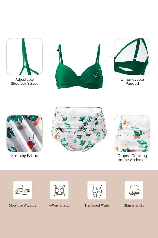 Modishion High-waisted Two-Piece Swimsuit Set