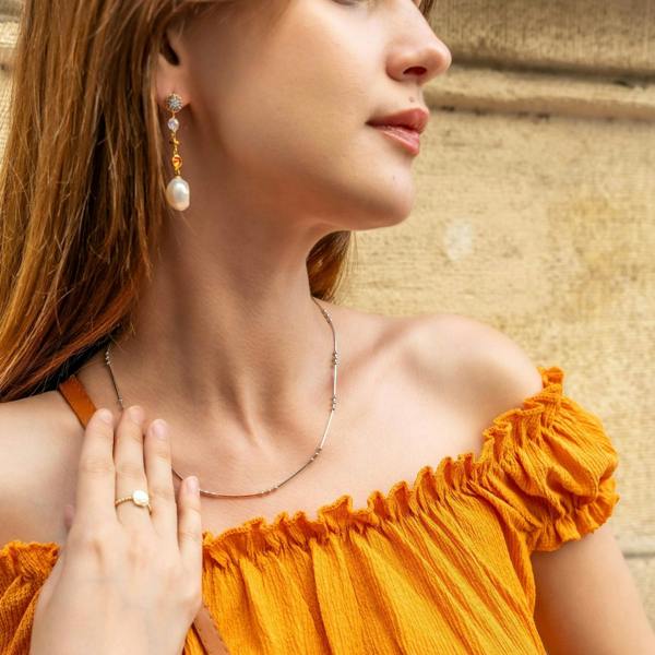 Spero London Chunky Baroque Pearl Drop Sterling Silver Earring