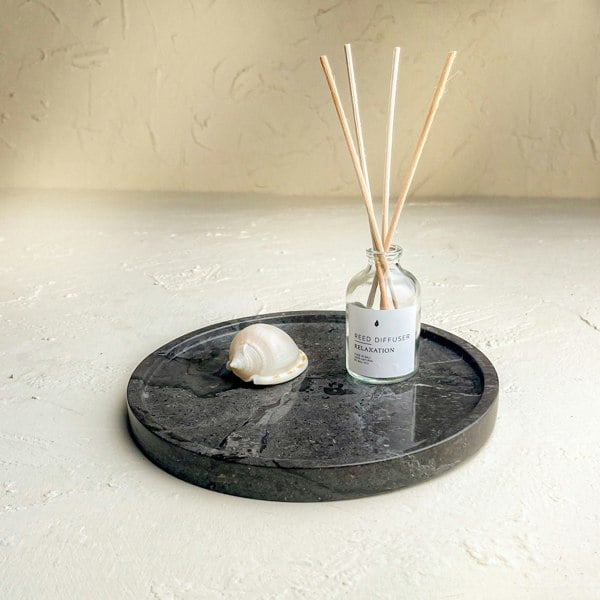 Round Vanity Tray – Marble & Mineral Stone in Four Colours - Coastal Villa Homeware