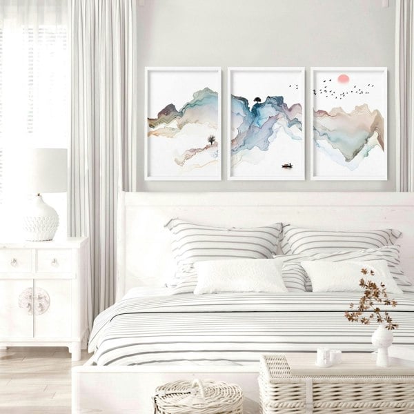 Japanese bedroom decor | set of 3 wall art prints