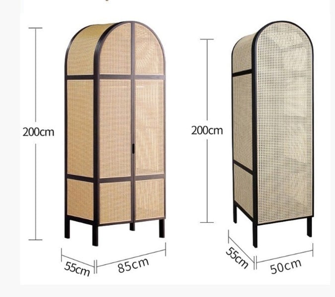 Melisa Rattan Wardrobe, Oak, Solid Wood-Weilai Concept-Weilai Concept