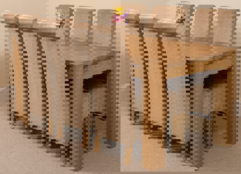 That's Furniture Kuba Large Oak Dining Table with Montana Fabric Chairs