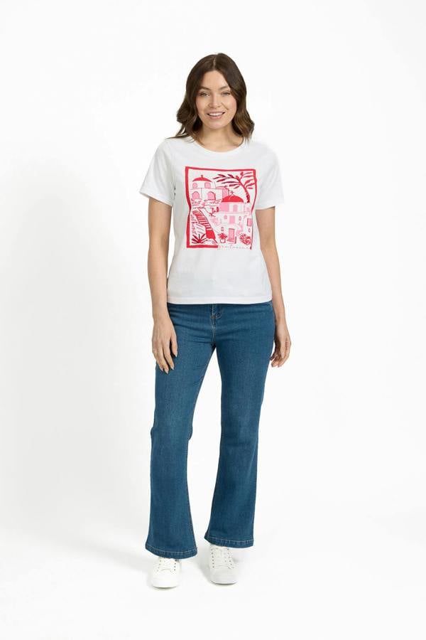 Mudflower Santorini Graphic Embellished Cotton Top