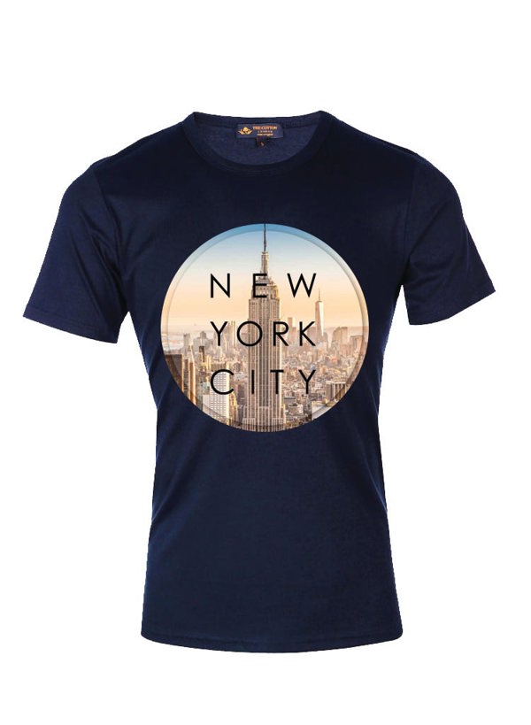 TCL Supima Cotton Graphic Slogan NY Navy T-shirt