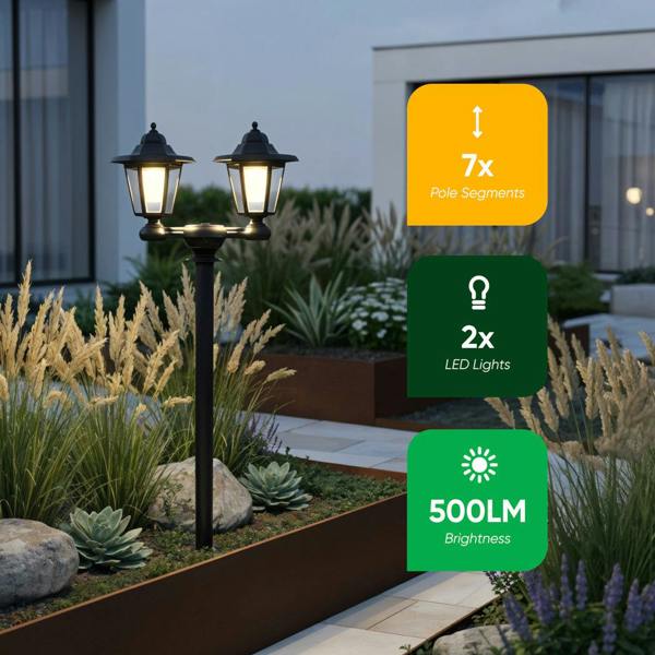 Gardenwize 3-in-1 Double Headlamp Solar Garden LED Light
