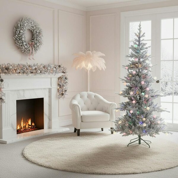 Outdoor Living Aurora Winter Glow Flocked White Multi-Colour Christmas Tree