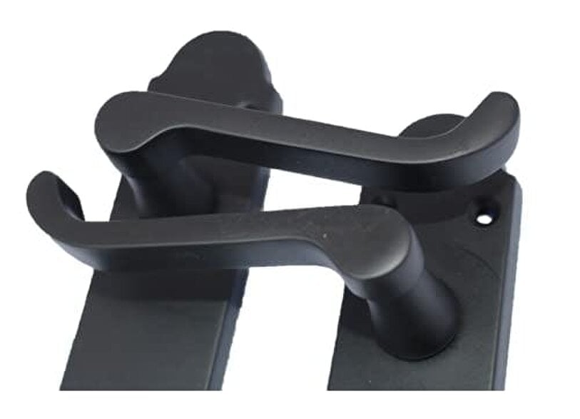 EDH Door Hardware Matt Black Bathroom Door Handles with Lock & 63mm Tubular Latch