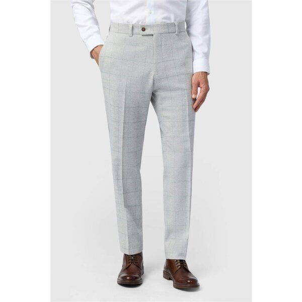Antique Rogue Tailored Fit Alva Taupe Check Tweed Trouser