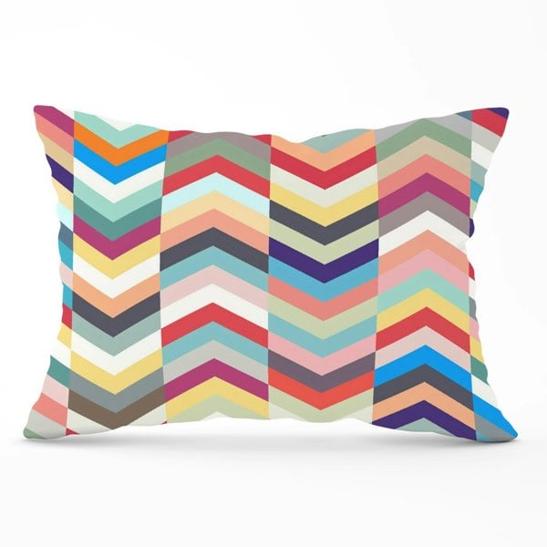 Warren Reed Geometric Multi Colored Chevron Pattern Cushions