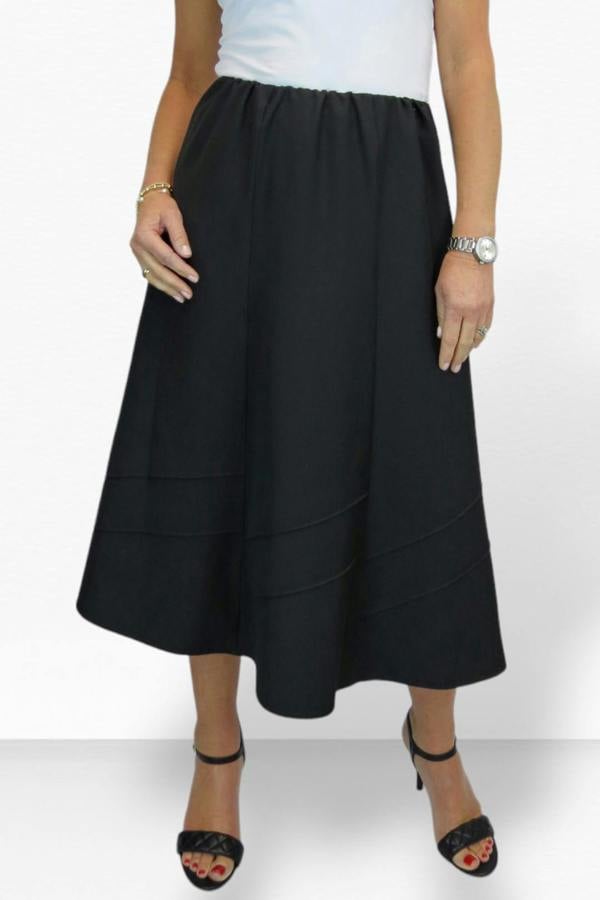 Paulo Due Women's Smart Elasticated Waist Flared Swing Skirt