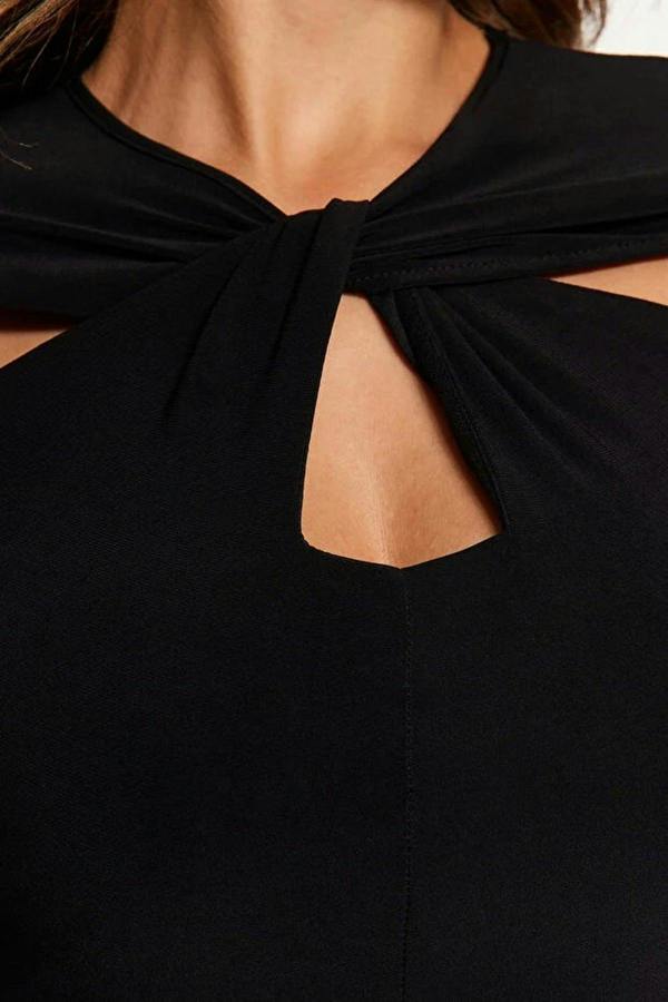 WOVCOR Knit Bodysuit with Cut-Out and Gathered Details