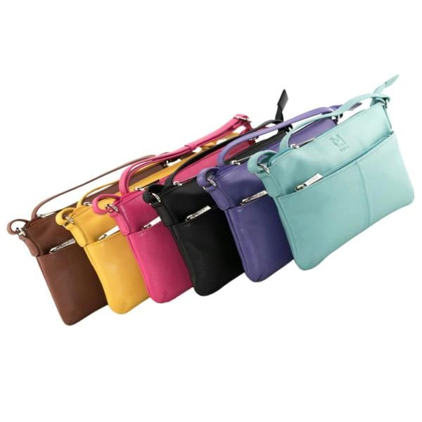 Mala Leather Anishka Slim Double Pocket Crossbody