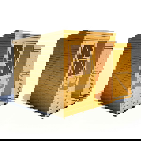 Shire 7x7 double door Pent shed 12mm shiplap interlock cladding