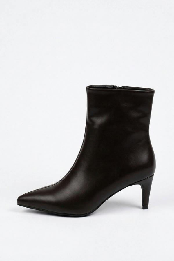 ikrush Svetlana Faux Leather Pointed Toe Kitten Heel Ankle Boots