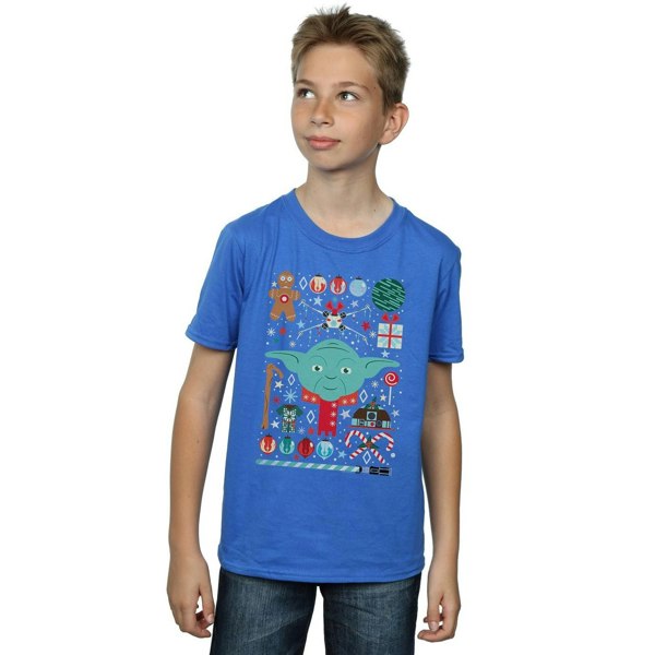 Star Wars Boys Yoda Christmas T-Shirt - Royal Blue