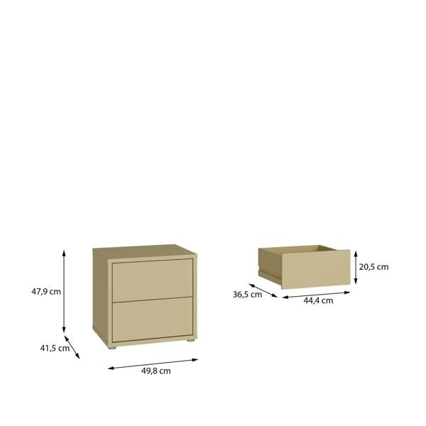 Furniture To Go Alice Springs Low Bedside Cabinet with 2 Drawers Push-to-Open in Butter Yellow