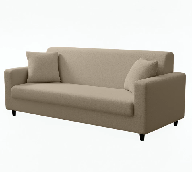 Anyseat 3 Seater Sofa Cover Plain Beige Style and Protection For Living Room Sofa Chair Elastic Stretchable Slipcover