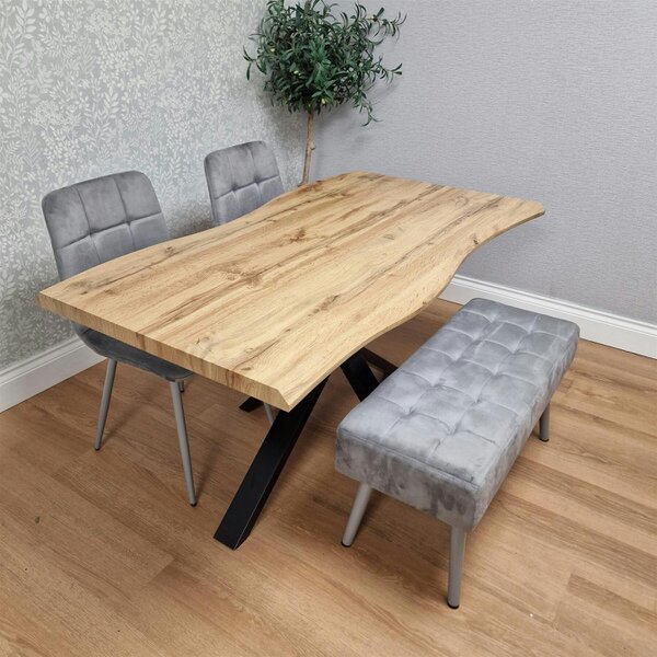 Kosy Koala Modern Dining Table Set With 2 Grey Velvet Chairs And Grey Velvet Bench Dining Room Furniture