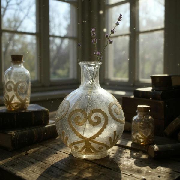 9" ANTIQUE SILVER GLASS DECORATIVE VASE