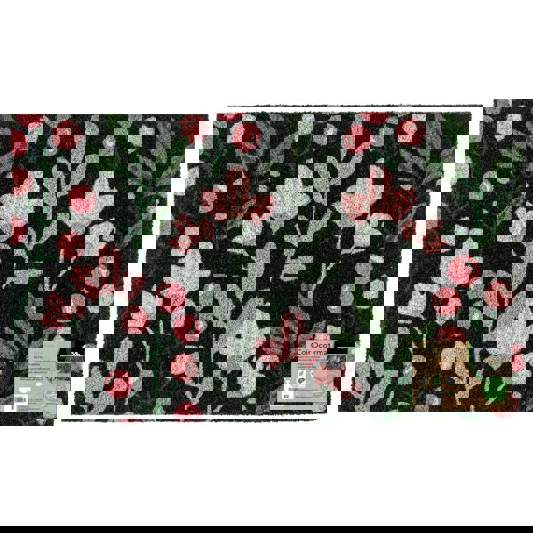 JVL Eco-Friendly Latex Backed Coir Entrance Doormat, 45x75cm - Floral