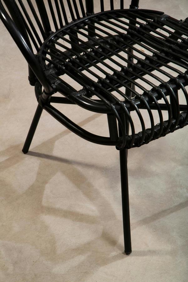 Interiors by Premier Java Black Natural Rattan And Black Metal Scalloped Back Chair