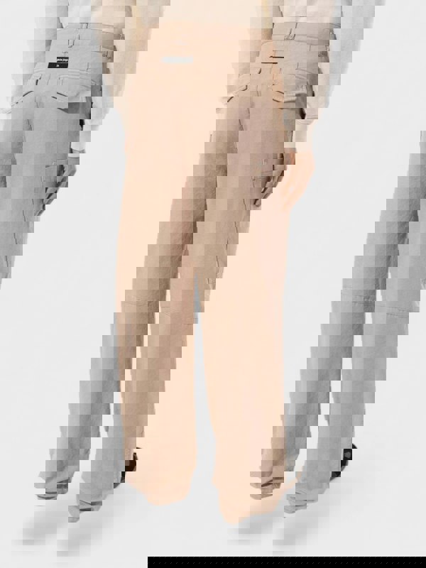 Palm Angels Wide Leg Cargo Trousers Beige