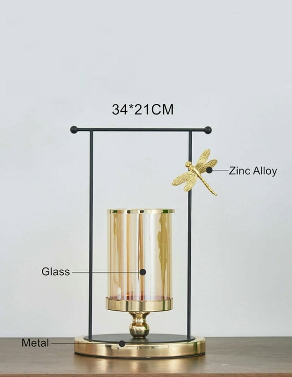 ANYHOUZ 34cm Candle Holder Flower Vase Tabletop Home Decor Modern Art Living Room Display House Decorative Crafts Ornaments with Metal Base