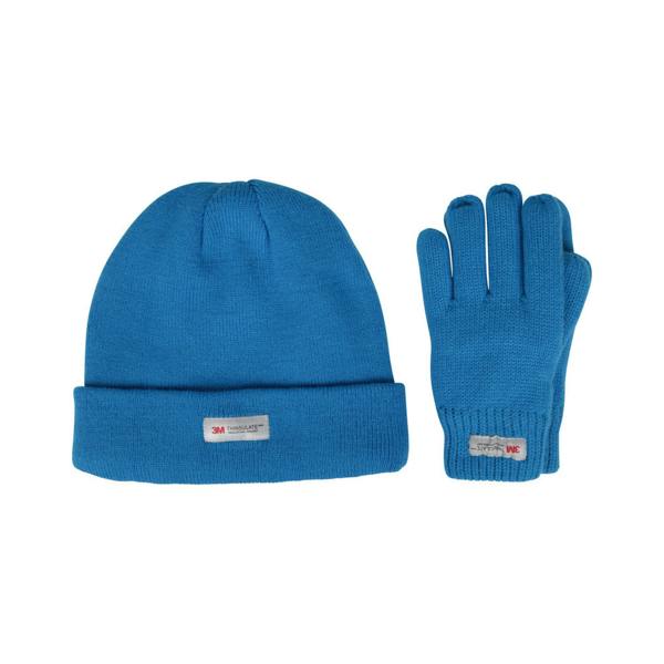 Mountain Warehouse Childrens/Kids Thinsulate Fleece Beanie & Gloves Set - Bright Blue - 