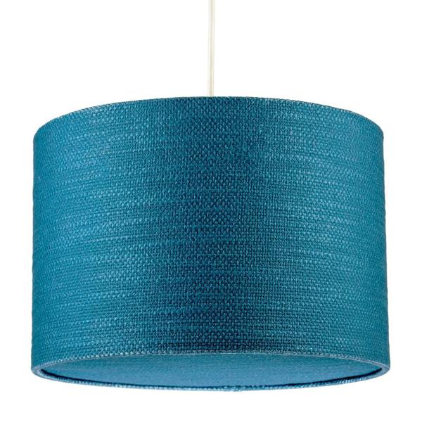 Biscay Bay Teal Textured Linen Pendant Lighting Shade with Diffuser Image 1