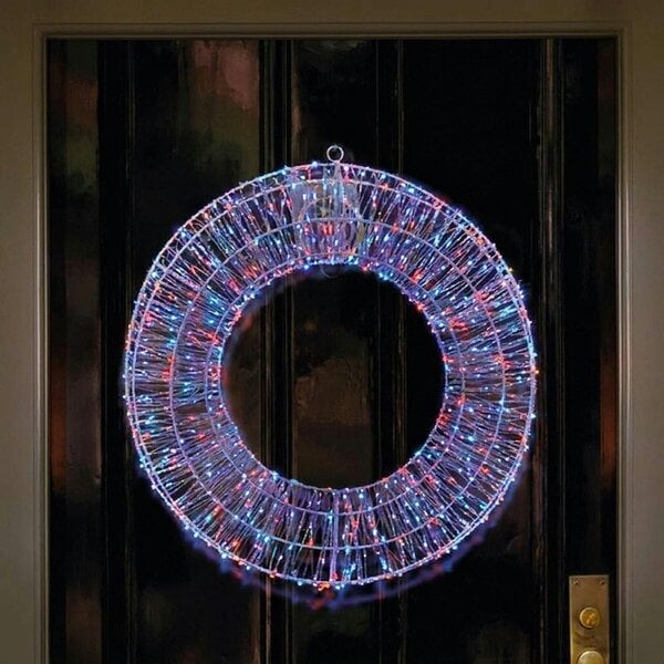 Garden Greatness White Twinkling Rainbow LED Door Wreath